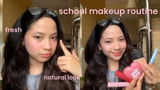 school makeup routine using 5 PRODUCTS 🌷🎀 fresh amp natural look how i do my lashes blush technique [upl. by Mason]