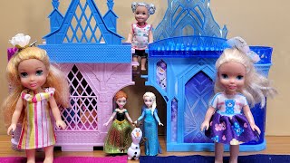 Mini dolls  Elsa amp Anna toddlers  Frozen doll houses  Barbie dolls [upl. by Dopp620]