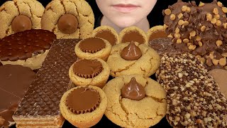 ASMR Chocolate Peanut Butter Desserts Cookies Stuffed Pretzel Crispy Wafer Ice Cream Sandwich 먹방 [upl. by Atinas]