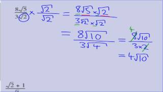 Surds  Lesson 6  Rationalising A Denominatormp4 [upl. by Getter833]