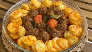 BİRAZ PATATES VE KIYMA İLE LEZZETLİ YEMEK TARİFİ  FIRINDA PRATİK PATATES KÖFTE  fırın yemekleri [upl. by Giff462]