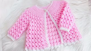 ¡Aprende a tejer lindo sweater cardigan top down ideal para principiantes  crochet paso a paso [upl. by Thema]