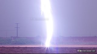 Incredible CLOSE lightning bolt with upward ground leaders Video and still image [upl. by Tolmach]