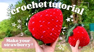 How to crochet a big Strawberry  Crochet tutorial  Beginner friendly ❤️  free pdf pattern [upl. by Dotson]