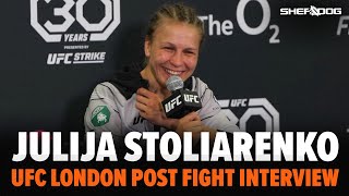 Julija Stoliarenko reacts to armbar vs Molly McCann  UFC London Post Fight Interview [upl. by Shute516]