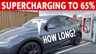 Supercharging our Tesla Model Y Performance to 65 How long does it take to charge [upl. by Spense]