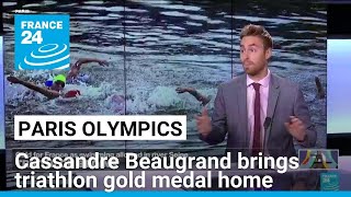 Paris Olympics Triathlon champion Cassandre Beaugrand brings gold medal home • FRANCE 24 [upl. by Sorac]