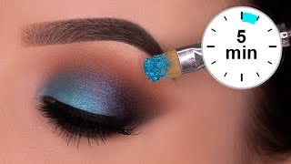 5 MINUTE Blue Brown Smokey Eyes Tutorial [upl. by Handbook242]