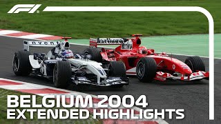 Kimis Incredible Win amp Schumachers 7th Title  Extended Race Highlights  2004 Belgian Grand Prix [upl. by Gardal]