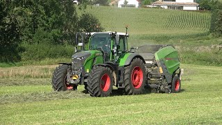 Heuballen Pressen LU Schmidt Ronneburg Fendt Vario 728 mit Fendt Rotana160V bei Altwiedermus [upl. by Sulakcin]