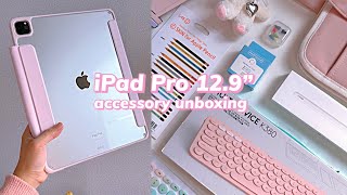 m2 iPad pro 129quot accessories unboxing 🩷 apple pencil skin case amp more [upl. by Marlea]