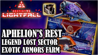 DESTINY 2 APHELIONS Rest Legend Lost Sector Exotic Armors amp World Drop Weapons Farm Season 23 [upl. by Eelarbed823]