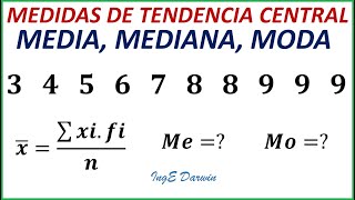 Calcular la media o promedio la mediana y la moda  Ejemplo 1 [upl. by Eerot]