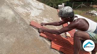 Clay Roof Tiles Laying over a Slope Roof  Terracotta Clay Roof Tiles  Home 2BHK  tiles [upl. by Uda981]