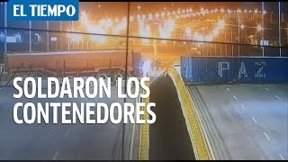 Guardia venezolana soldó los contenedores al puente Tienditas  EL TIEMPO [upl. by Robma262]