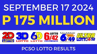 Lotto Result Today 9pm September 17 2024  PCSO Complete [upl. by Zacherie]