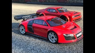 Kyosho Inferno GT2 VE Race Spec  Audi R8 LMS et Dodge Challenger SRT Demon [upl. by Anirtac644]