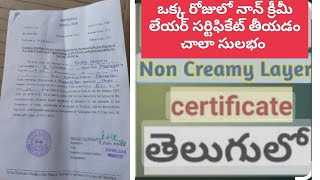 how to apply non creamy layer certificate Telangana state  ఒక్క రోజులో మీ చేతిలో నాన్ క్రీమీలేయర్ [upl. by Atikkin]