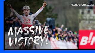 BIG WIN 😍  CycloCross Flamanville World Cup Mens Highlights  Eurosport [upl. by Yleve]