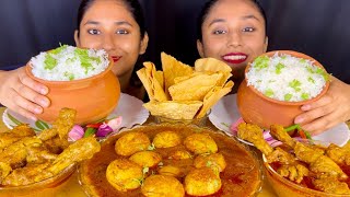 Eating Challenge🔥Spicy Chicken Curry🌶️Spicy Egg Curry with RicelLutne wala Punishment😭Big Bites [upl. by Esenahs768]