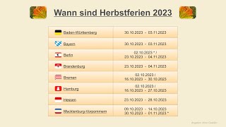 Wann sind Herbstferien 2023 [upl. by Stimson]