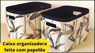 DIY  COMO FAZER CAIXA ORGANIZADORA COM PAPELÃO  IDEIA 5 [upl. by Eloci]