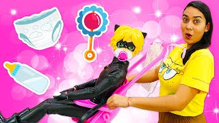 Puppenvideo auf Deutsch Cat Noir passt auf Barbies Baby auf Lustiges Video für Kinder [upl. by Ariay]