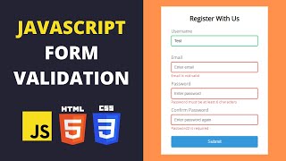 JavaScript Form Validation  JavaScript Beginner Projects [upl. by Ayotac]