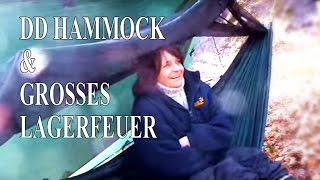 DD Hammock Hängematte großes Lagerfeuer Steak amp Rotwein Maultaschensuppekaltes Wetter [upl. by Ratcliff]