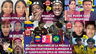 MEJORES REACCIONES DE ECUATORIANOS ELIMINADOS AL VENEZUELA 31 BRASIL CLASIFICADOS PRE OLÍMPICO [upl. by Sacrod458]