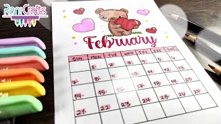 DIY  FEBRUARY CALENDAR  BULLET JOURNAL DECORATION ORGANIZATION [upl. by Culbert373]