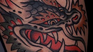 TRAD DRAGON 龍首紋身  TATTOO TIMELAPSE 刺青 紋身 tattoo [upl. by Padraic130]