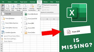 How to Import PDF into Excel Get Data from PDF is Missing [upl. by Yelir479]