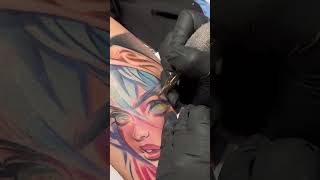 Watch as Cloto creates this awesome colour piece whilst at Big London Tattoo Show 👌🏼🖤 [upl. by Nawek627]