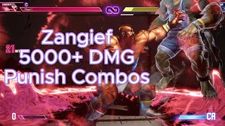 Zangief 5000 Max Damage Punish Combos [upl. by Enelear302]