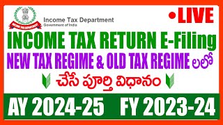 HOW TO FILE INCOME TAX RETURN E FILING AY 2024 25 FY 202324 IN TELUGU IT E FILING IN TELUGU 2024 [upl. by Weixel]