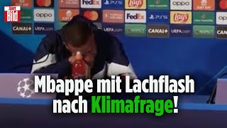 Ist ihm die Umwelt egal Kylian Mbappé lacht Reporter für PrivatjetFrage aus [upl. by Llehsad]