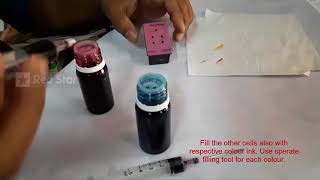 How to refill HP colour ink cartridge with parrot refill kit [upl. by Erdman]