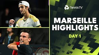 Gasquet Faces Bautista Agut Musetti Shevchenko amp More Feature  Marseille 2024 Highlights Day 1 [upl. by Wesa]