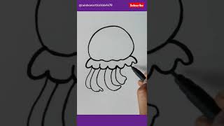 Cute Jellyfish drawing for kidsyoutubeshortseasyartshortvideoeasycutecuteartcutejellyfishart [upl. by Ulrika297]