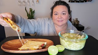 Cheesy Chicken Fajita Quesadilla amp Pozole Verde Mukbang [upl. by Leugim]