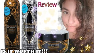 macadamia oil extract shampoo conditioner and hair mask review from poundland UK [upl. by Yrotciv]