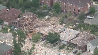 Aerial footage showing aftermath of house explosion in Mississauga [upl. by Enuahs]