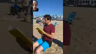 sitting without a chair beach funny comedy magic shorts [upl. by Ibba]