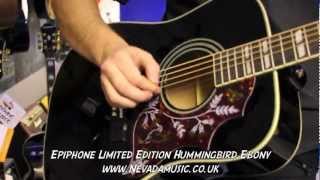 Epiphone Hummingbird Acoustic Limited Edition Black  Quick Look  Nevada Music UK [upl. by Ennywg]