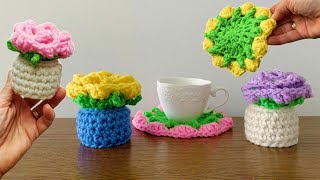 Flower Doily in a Vase Easy Crochet Tutorial [upl. by Hillary]