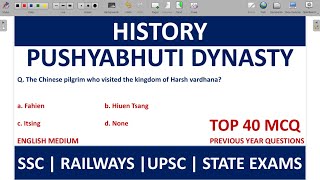 Pushyabhuti Dynasty MCQ  History MCQ in English  Vardhana Dynasty  Ancient History  History GK [upl. by Ahsinrev]