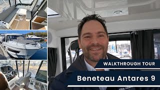 Beneteau Antares 9 Walkthrough Yacht Boat Tour on this 2022 Mercury Powered stunning Sports Cruiser [upl. by Feldt]