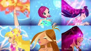 Winx All Transformation Up To Cosmix In Split Screen HD ITALIAN [upl. by O'Neill]