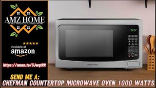 Overview Chefman Countertop Microwave Oven Digital Stainless Steel 1000 Watts 6 Menus Amazon [upl. by Hasen]